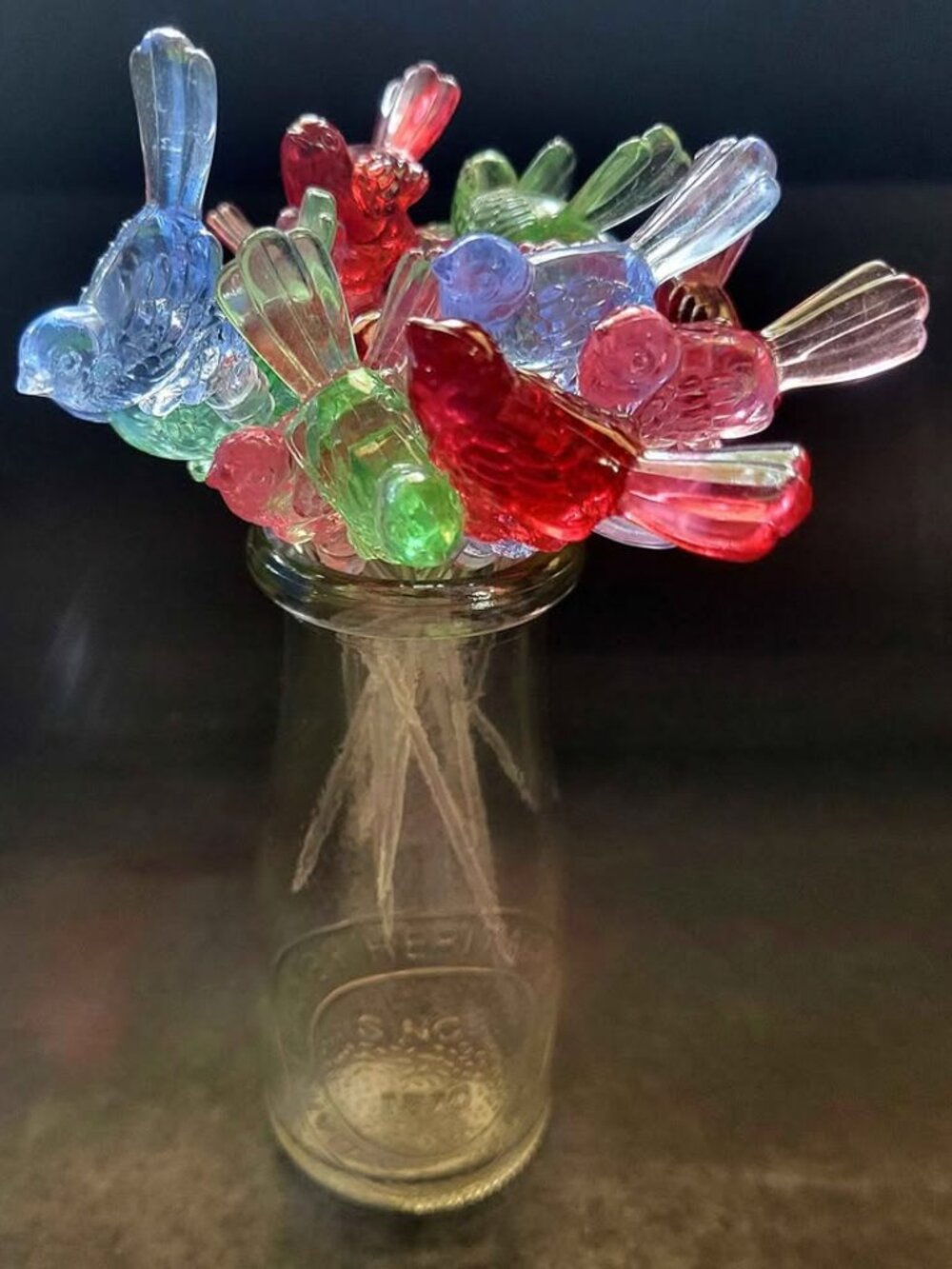 Vintage Bird-Shaped Plastic Drink Stirrers Or Appetizer Picks